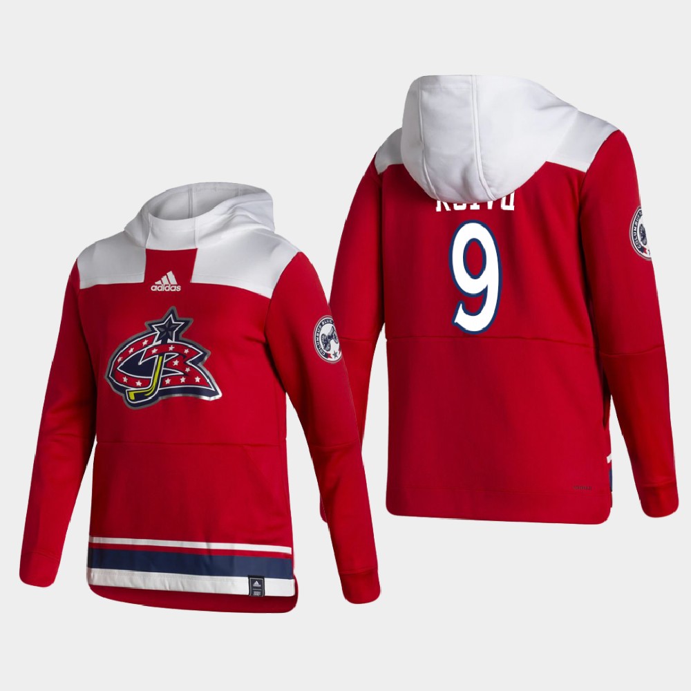 Men Columbus Blue Jackets #9 Roivu Red NHL 2021 Adidas Pullover Hoodie Jersey->philadelphia flyers->NHL Jersey